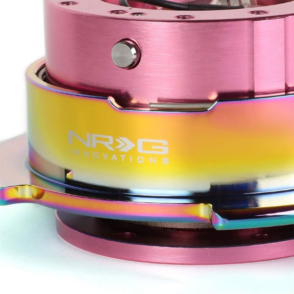 NRG Pink Body/Neo Chrome Ring Gen 2.5 Steering Wheel Quick Release Adapter-Interior-BuildFastCar