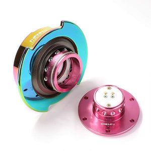 NRG Pink Body/Neo Chrome Ring Gen 2.5 Steering Wheel Quick Release Adapter-Interior-BuildFastCar