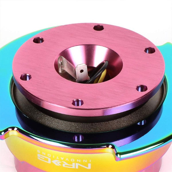 NRG Pink Body/Neo Chrome Ring Gen 2.5 Steering Wheel Quick Release Adapter-Interior-BuildFastCar