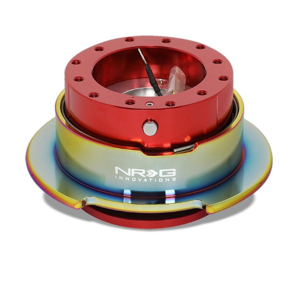 NRG Red Body/Neo Chrome Ring Gen 2.5 Steering Wheel Quick Release Adapter 6-Hole-Interior-BuildFastCar