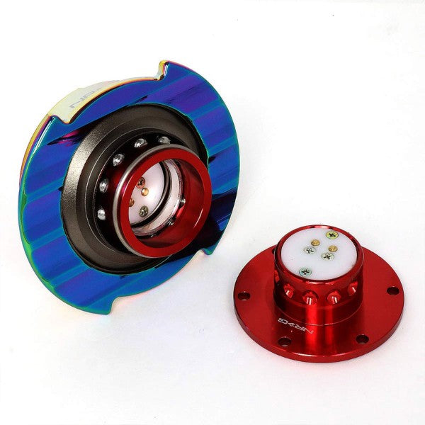 NRG Red Body/Neo Chrome Ring Gen 2.5 Steering Wheel Quick Release Adapter 6-Hole-Interior-BuildFastCar