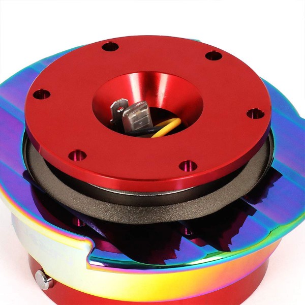 NRG Red Body/Neo Chrome Ring Gen 2.5 Steering Wheel Quick Release Adapter 6-Hole-Interior-BuildFastCar