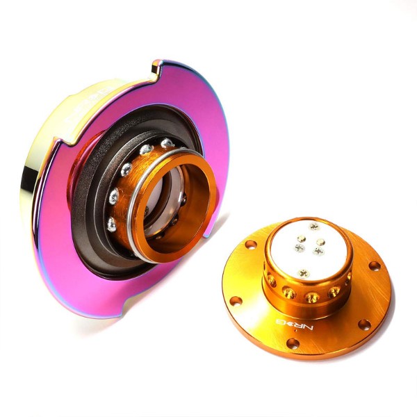 NRG Rose Gold Body/Neo Chrome Ring Gen 2.5 Steering Wheel Quick Release Adapter-Interior-BuildFastCar