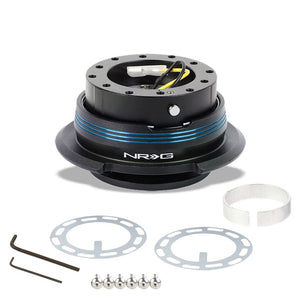 NRG Blue Stripes Black Body GEN 2.9 6-Hole Steering Wheel Quick Release Adapter-Interior-BuildFastCar