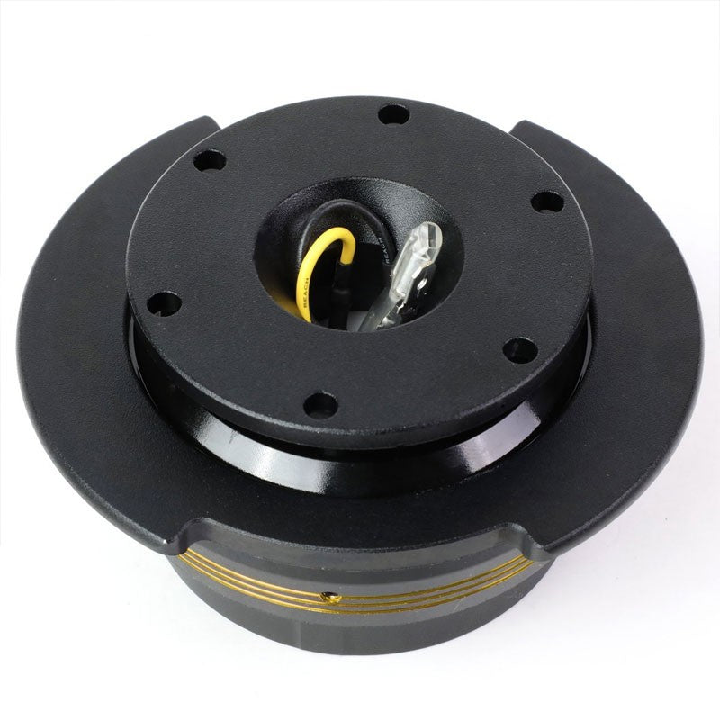 NRG Gold Stripes Black Body GEN 2.9 6-Hole Steering Wheel Quick Release Adapter-Interior-BuildFastCar