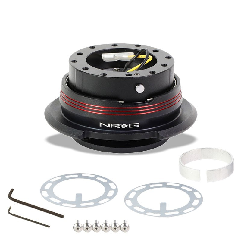 NRG Red Stripes Black Body GEN 2.9 6-Hole Steering Wheel Quick Release Adapter-Interior-BuildFastCar