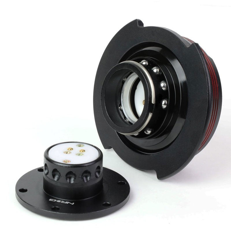 NRG Red Stripes Black Body GEN 2.9 6-Hole Steering Wheel Quick Release Adapter-Interior-BuildFastCar