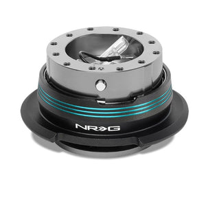 NRG Blue Stripes/Gunmetal Body GEN 2.9 6-Hole Steering Wheel Quick Release-Interior-BuildFastCar