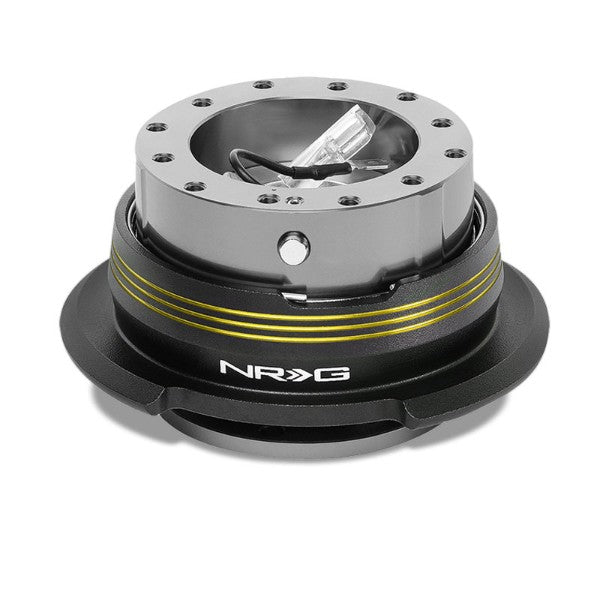 NRG Chrome Gold Stripes/Gunmetal Body GEN 2.9 Steering Wheel Quick Release-Interior-BuildFastCar