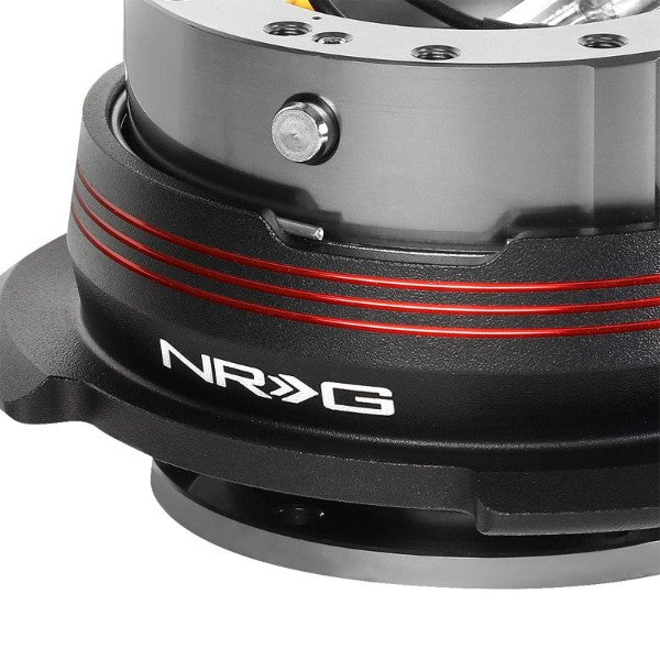 NRG Red Stripes/Gunmetal Body GEN 2.9 6-Hole Steering Wheel Quick Release-Interior-BuildFastCar