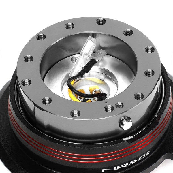 NRG Red Stripes/Gunmetal Body GEN 2.9 6-Hole Steering Wheel Quick Release-Interior-BuildFastCar
