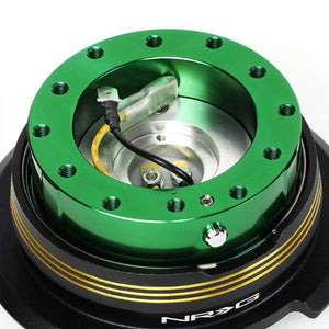 NRG Chrome Gold Stripes/Green Body GEN 2.9 6-Hole Steering Wheel Quick Release-Interior-BuildFastCar