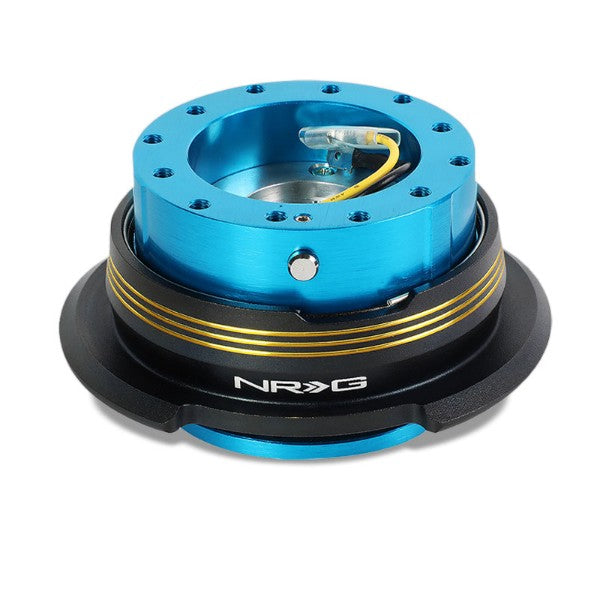 NRG Chrome Gold Stripes/Light Blue Body GEN 2.9 6-Hole Steering Wheel Quick Release-Interior-BuildFastCar