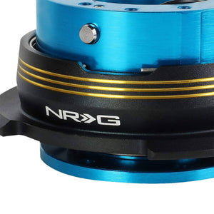 NRG Chrome Gold Stripes/Light Blue Body GEN 2.9 6-Hole Steering Wheel Quick Release-Interior-BuildFastCar