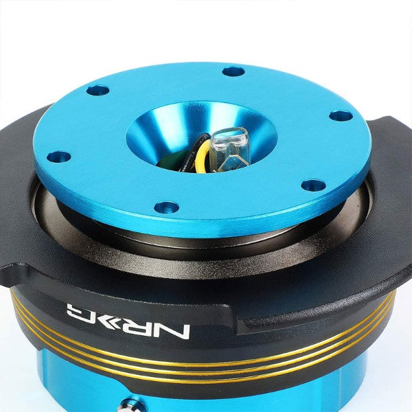 NRG Chrome Gold Stripes/Light Blue Body GEN 2.9 6-Hole Steering Wheel Quick Release-Interior-BuildFastCar