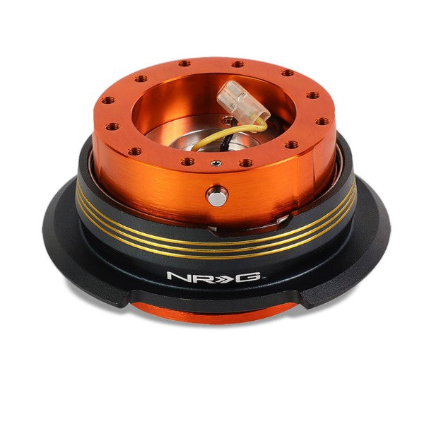 NRG Chrome Gold Stripes/Orange Body GEN 2.9 6-Hole Steering Wheel Quick Release-Interior-BuildFastCar
