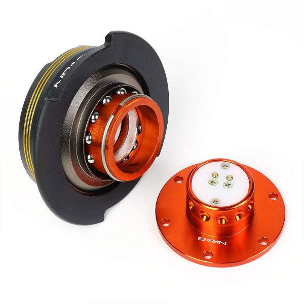 NRG Chrome Gold Stripes/Orange Body GEN 2.9 6-Hole Steering Wheel Quick Release-Interior-BuildFastCar