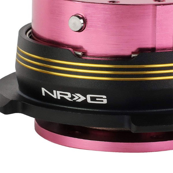 NRG Chrome Gold Stripes/Pink Body GEN 2.9 6-Hole Steering Wheel Quick Release-Interior-BuildFastCar