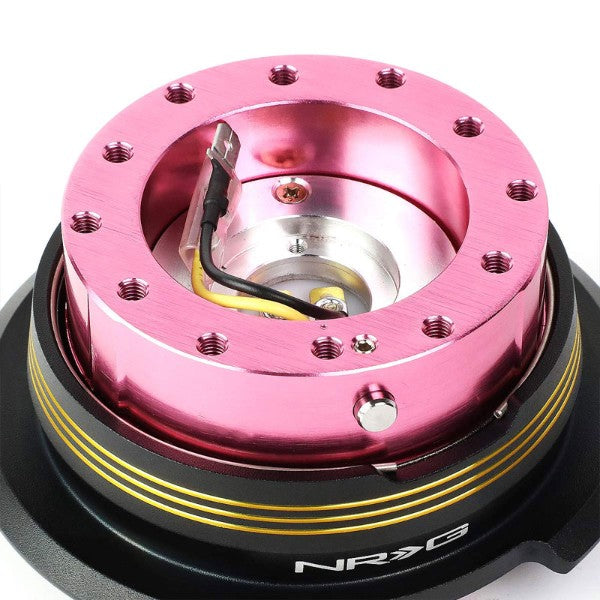 NRG Chrome Gold Stripes/Pink Body GEN 2.9 6-Hole Steering Wheel Quick Release-Interior-BuildFastCar