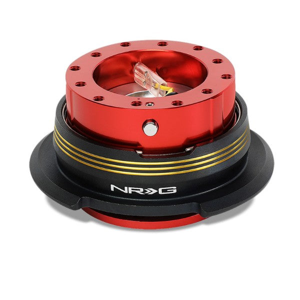 NRG Chrome Gold Stripes/Red Body GEN 2.9 6-Hole Steering Wheel Quick Release-Interior-BuildFastCar