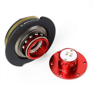 NRG Chrome Gold Stripes/Red Body GEN 2.9 6-Hole Steering Wheel Quick Release-Interior-BuildFastCar