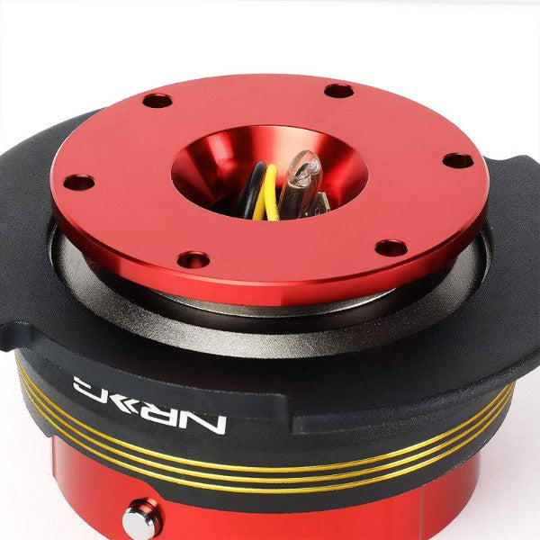 NRG Chrome Gold Stripes/Red Body GEN 2.9 6-Hole Steering Wheel Quick Release-Interior-BuildFastCar