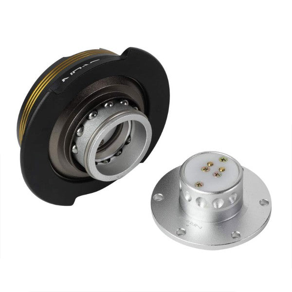 NRG Chrome Gold Stripes/Silver Body GEN 2.9 6-Hole Steering Wheel Quick Release-Interior-BuildFastCar
