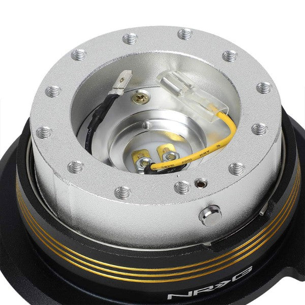 NRG Chrome Gold Stripes/Silver Body GEN 2.9 6-Hole Steering Wheel Quick Release-Interior-BuildFastCar