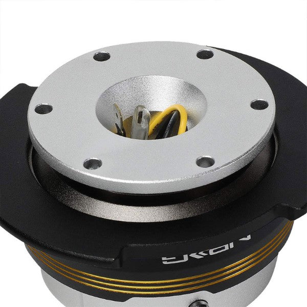 NRG Chrome Gold Stripes/Silver Body GEN 2.9 6-Hole Steering Wheel Quick Release-Interior-BuildFastCar