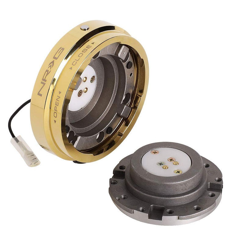 NRG Chrome Gold Race Thin Version Steering Wheel Quick Release Adapter 6-Hole-Interior-BuildFastCar