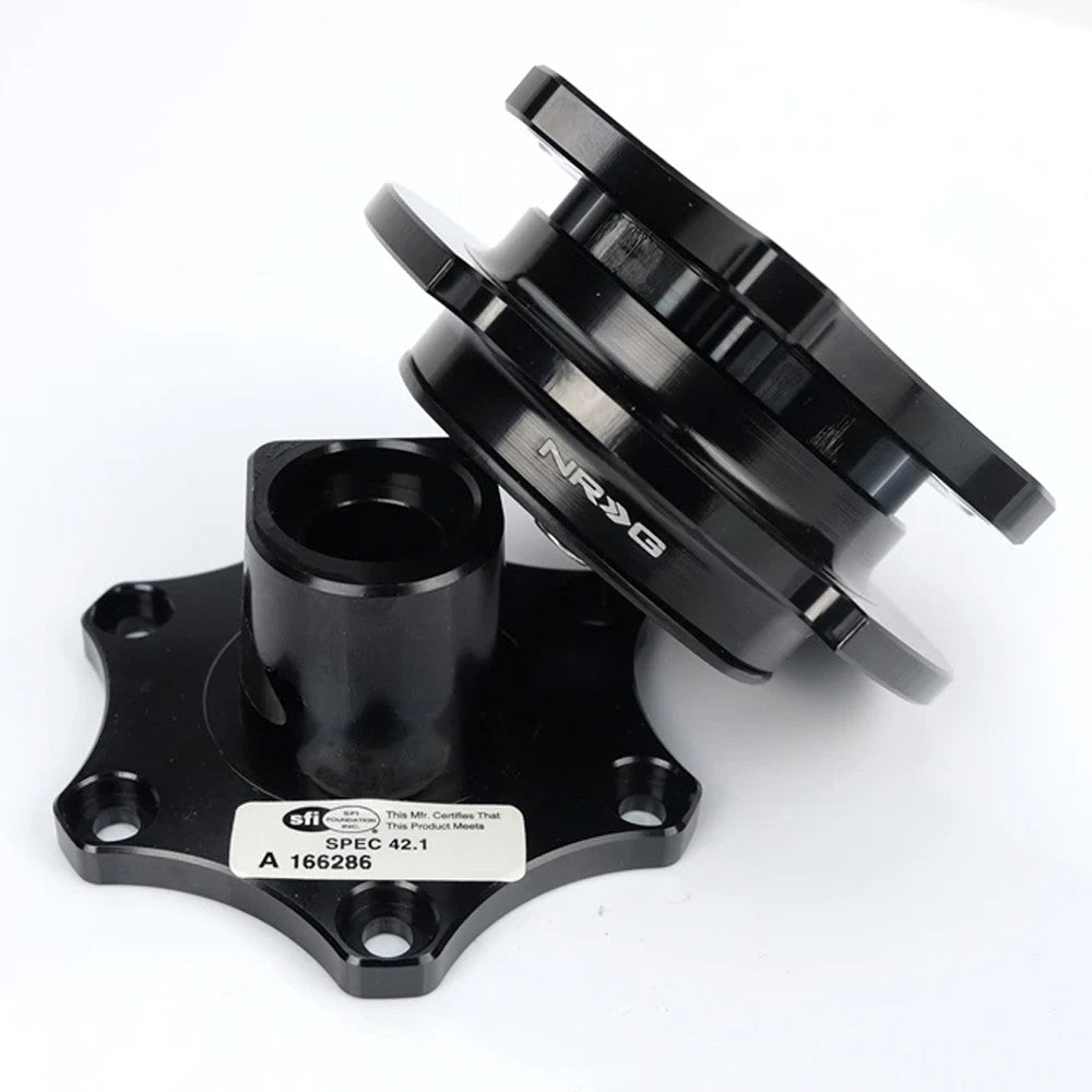 NRG SRK-R200BK-BK SFI 42.1 Steering Wheel Quick Release Adapter Black Core/Ring