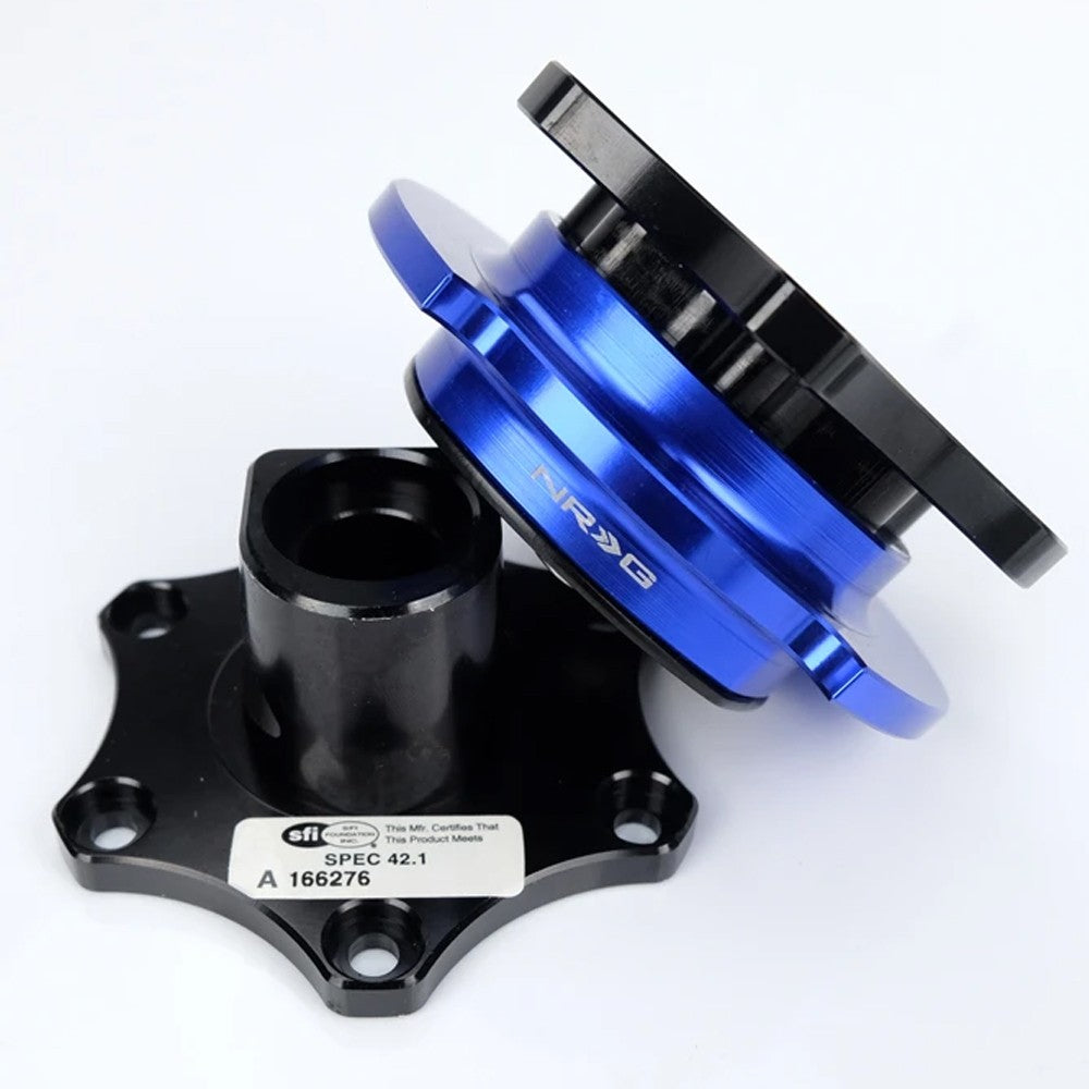 NRG SRK-R200BK-BL SFI 42.1 Steering Wheel Quick Release Adapter Black/Blue Ring