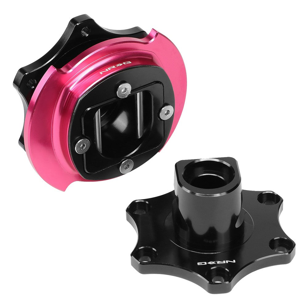 NRG SRK-R200BK-PK SFI 42.1 Steering Wheel Quick Release Adapter Black/Pink Ring