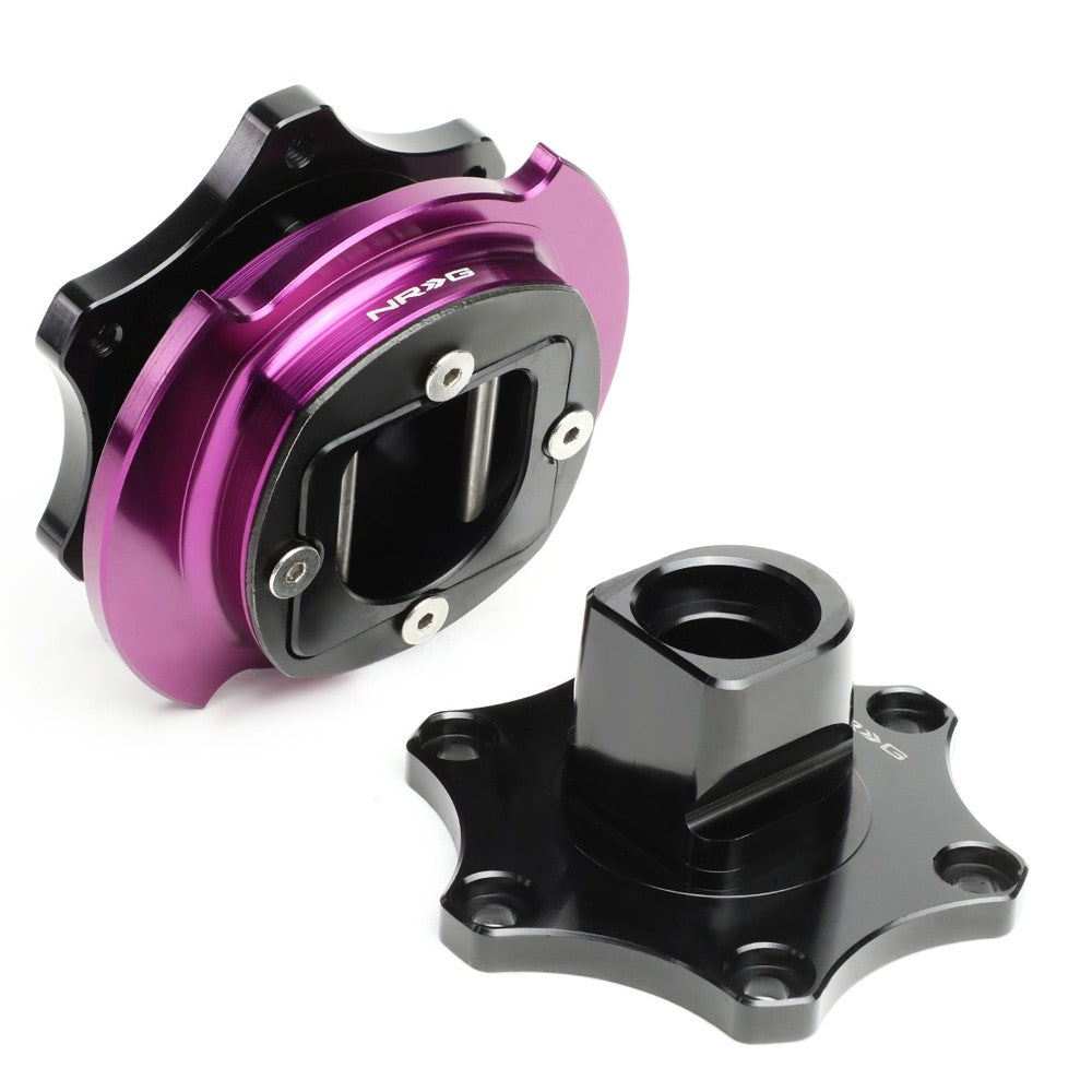 NRG SRK-R200BK-PP SFI 42.1 D shaped Quick Release Adapter Black/Purple Ring