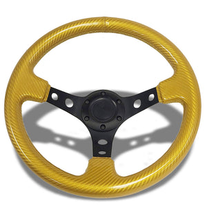 NRG Gold Carbon Fiber look/Black 3 Spokes 3.0" Deep Dish 6-Bolt 350mm Steering Wheel
