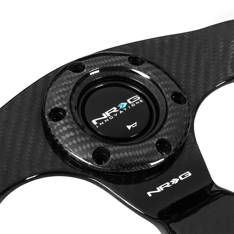 NRG ST-009CF-BK Carbon FiberD-Shape Flat 3 Spoke Steering Wheel+Horn Button-Interior-BuildFastCar