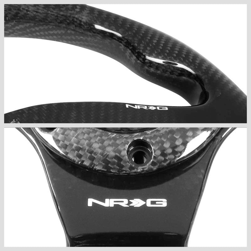 NRG ST-009CF-BK Carbon FiberD-Shape Flat 3 Spoke Steering Wheel+Horn Button-Interior-BuildFastCar