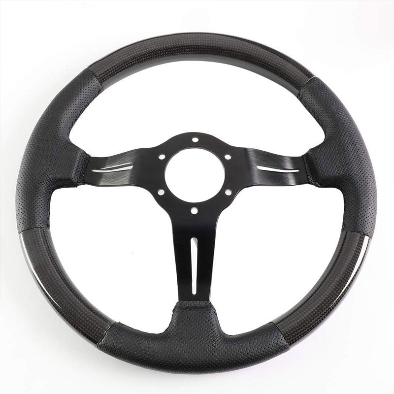 Carbon Fiber/Black Slit Hole 350mm 1.5" Deep ST-010CFBS NRG Steering Wheel+Horn-Interior-BuildFastCar