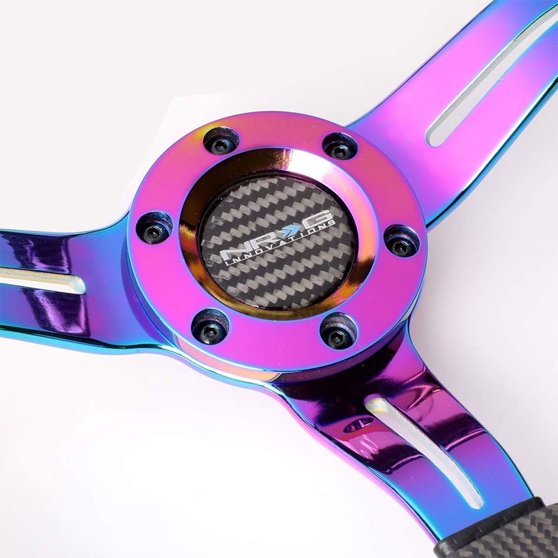 Carbon FiberNeo Chrome Slit Hole 350mm 1.5" Deep ST-010MC-CF NRG Steering Wheel-Interior-BuildFastCar