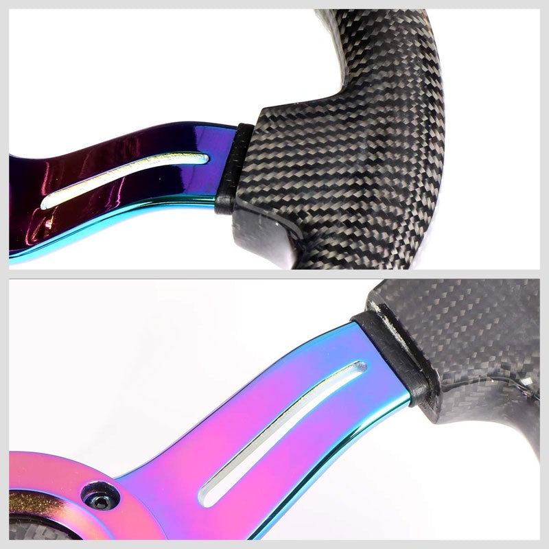 Carbon FiberNeo Chrome Slit Hole 350mm 1.5" Deep ST-010MC-CF NRG Steering Wheel-Interior-BuildFastCar