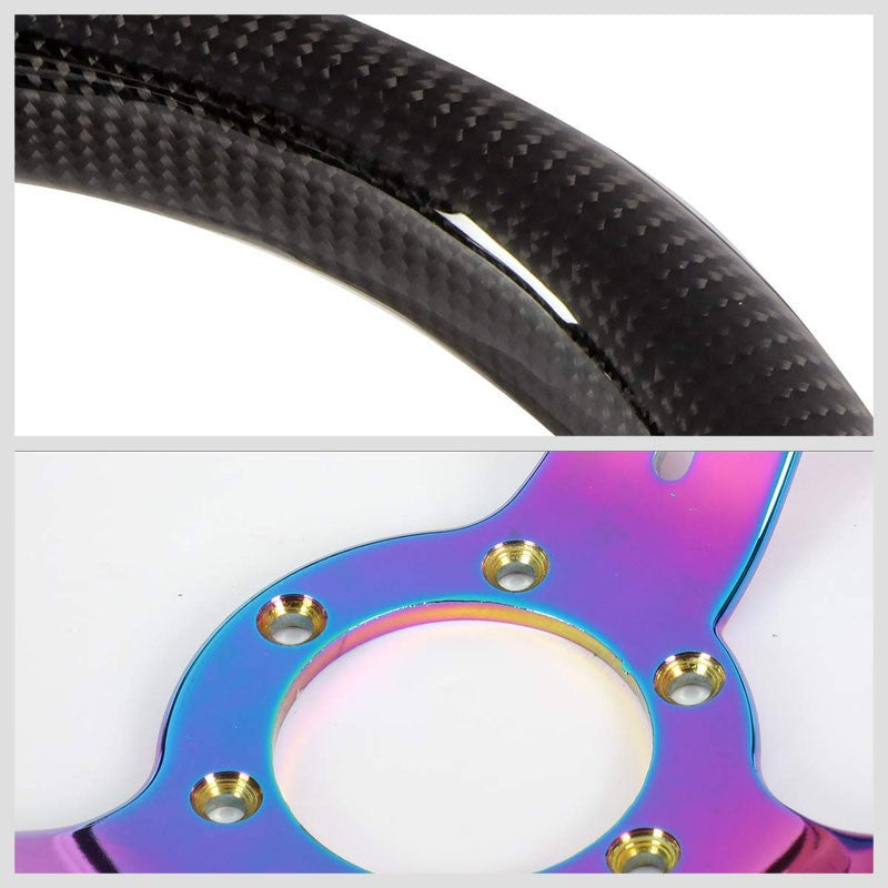 Carbon FiberNeo Chrome Slit Hole 350mm 1.5" Deep ST-010MC-CF NRG Steering Wheel-Interior-BuildFastCar