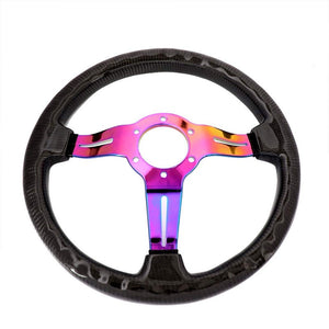 Carbon FiberNeo Chrome Slit Hole 350mm 1.5" Deep ST-010MC-CF NRG Steering Wheel-Interior-BuildFastCar