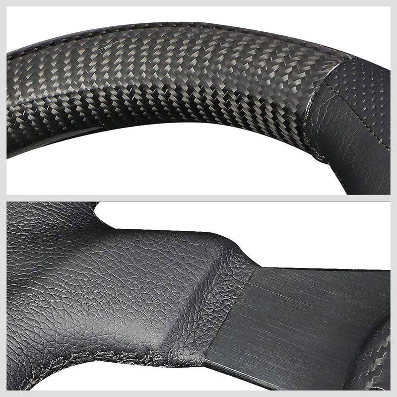 Carbon Fiber CenterFlat Bottom 350mm ST-013CFBK NRG Steering Wheel+Horn Button-Interior-BuildFastCar
