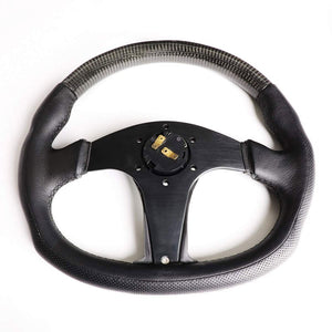 Carbon Fiber CenterFlat Bottom 350mm ST-013CFBK NRG Steering Wheel+Horn Button-Interior-BuildFastCar
