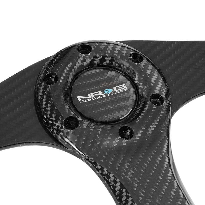 Black/Carbon Fiber Center Spoke 350mm ST-013CFCF NRG Steering Wheel+Horn Button-Interior-BuildFastCar