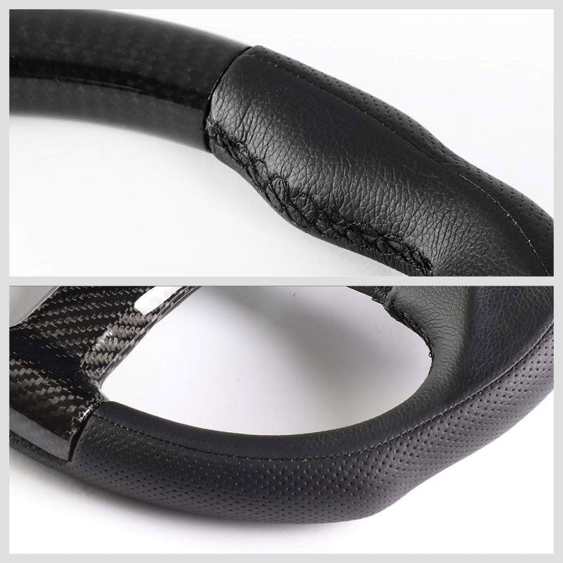 Black/Carbon Fiber Center Spoke 350mm ST-013CFCF NRG Steering Wheel+Horn Button-Interior-BuildFastCar
