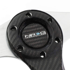 Silver Spoke/Carbon Fiber Center 350mm ST-013CFSL NRG Steering Wheel+Horn Button-Interior-BuildFastCar