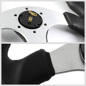Silver Spoke/Carbon Fiber Center 350mm ST-013CFSL NRG Steering Wheel+Horn Button-Interior-BuildFastCar