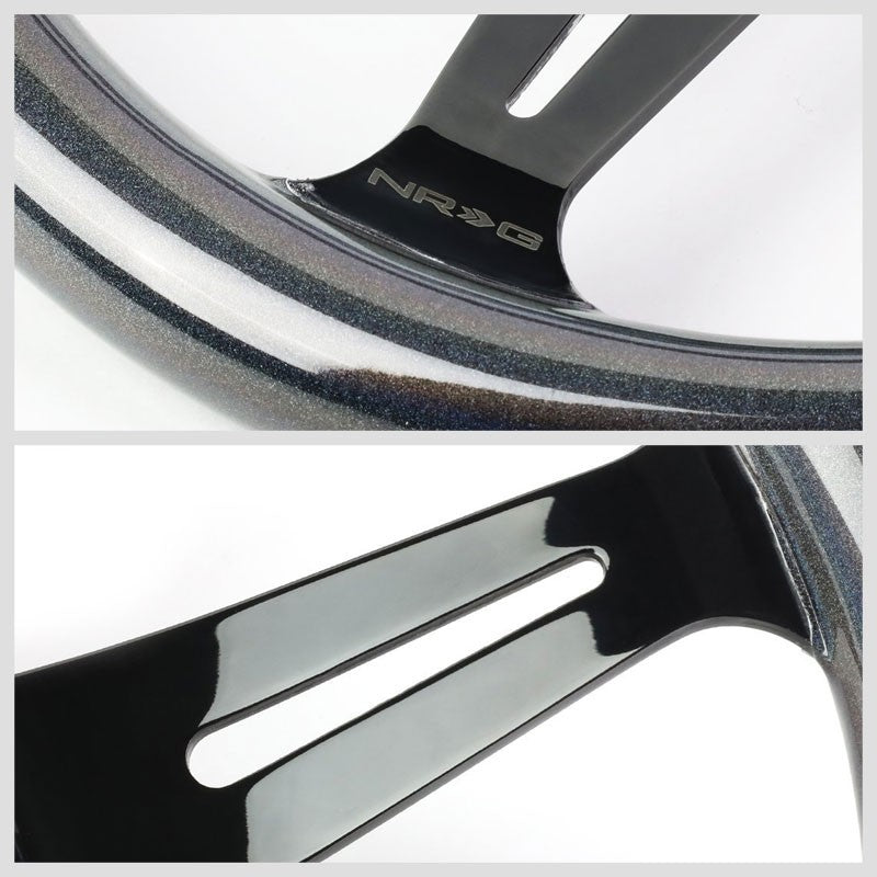NRG Chameleon Sparkle Wood/Black 3 Spokes Deep Dish 6-Bolt 350mm Steering Wheel-Interior-BuildFastCar