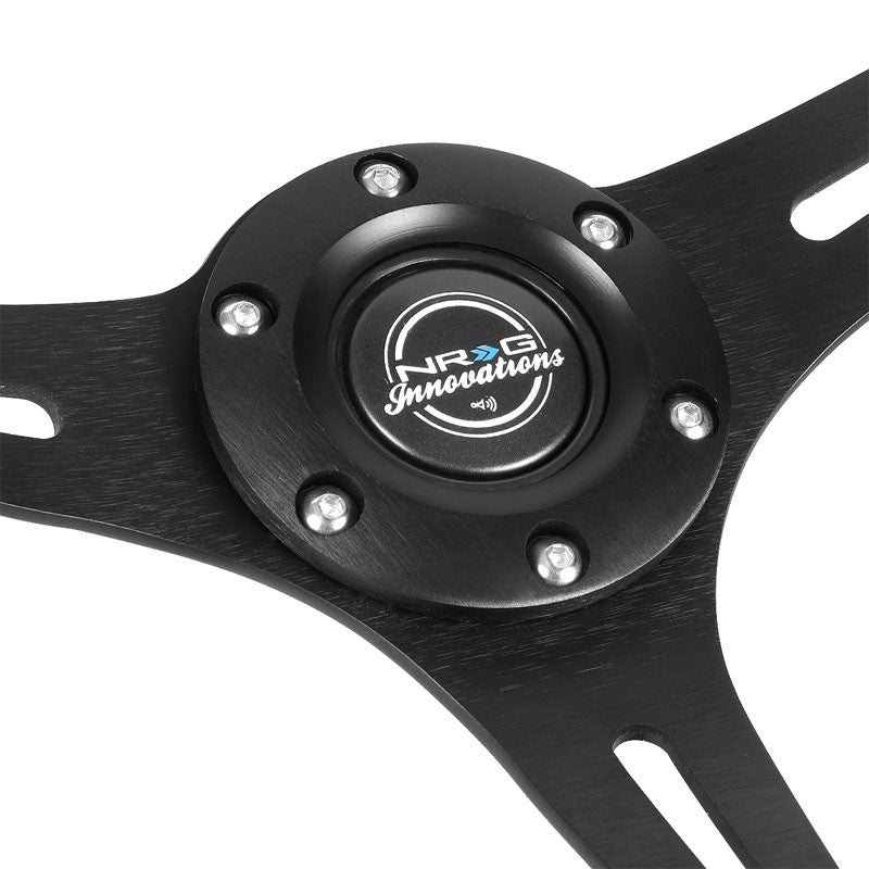 NRG ST-015BK-BL 305mm/2" Deep Dish Wood Grain Slit Holes Racing Steering Wheel-Steering Wheels & Accessories-BuildFastCar